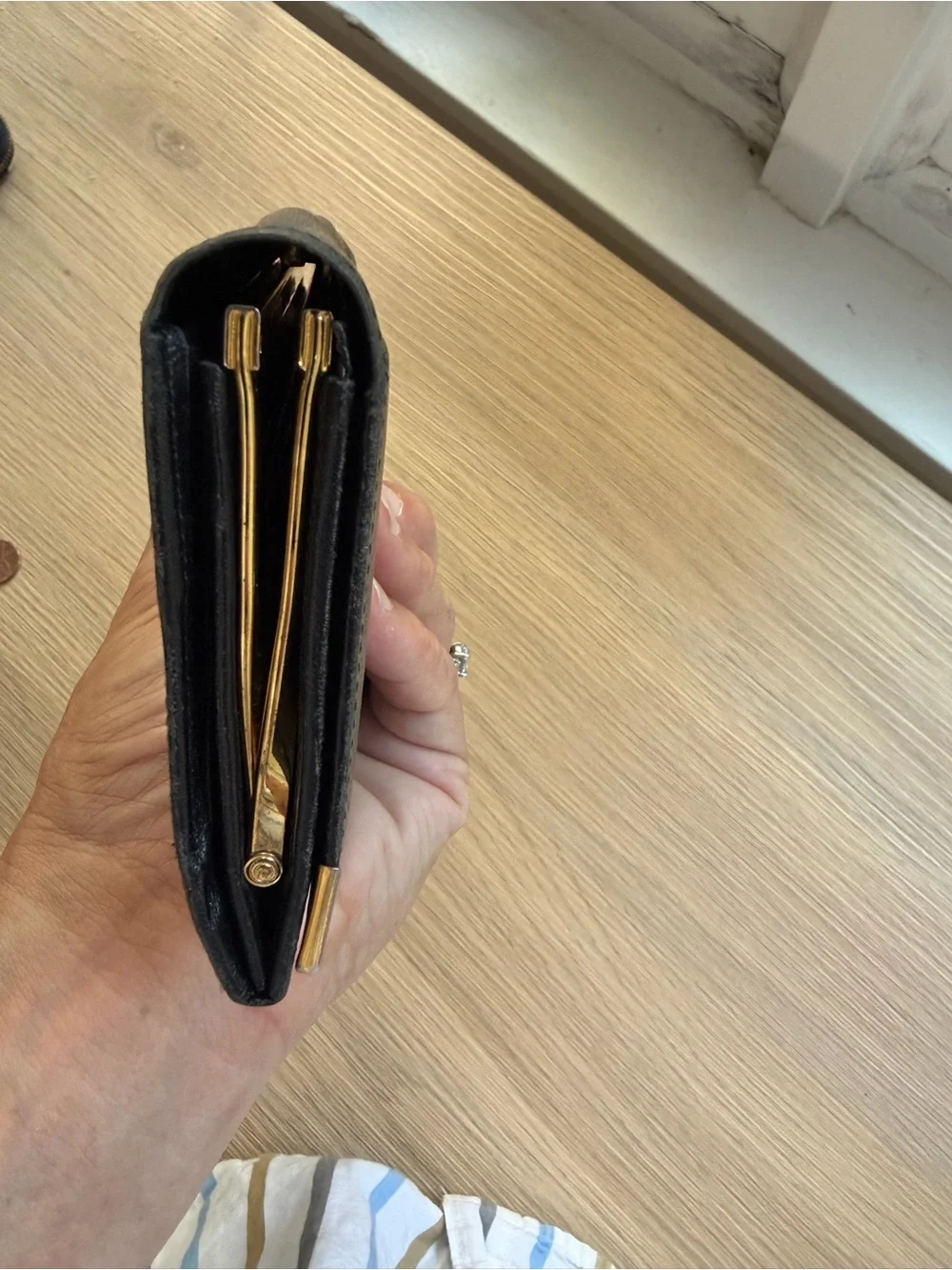 Saint Laurent Black Leather Continental Wallet with Gold Corner Hardware